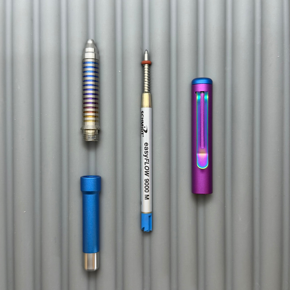 Roady / Purple & Blue Aluminum - Ti Grooved Grip - Rainbow Clip
