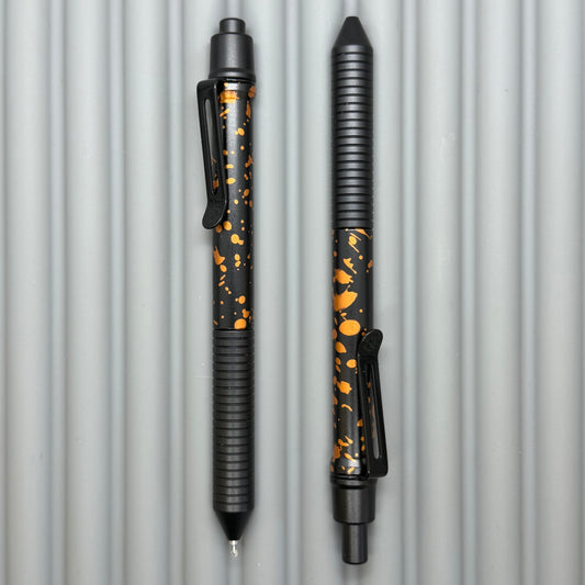 > Spoke Click Model C: Black with Orange Lava Splash, Aluminum / Black Aluminum Grooved Grip