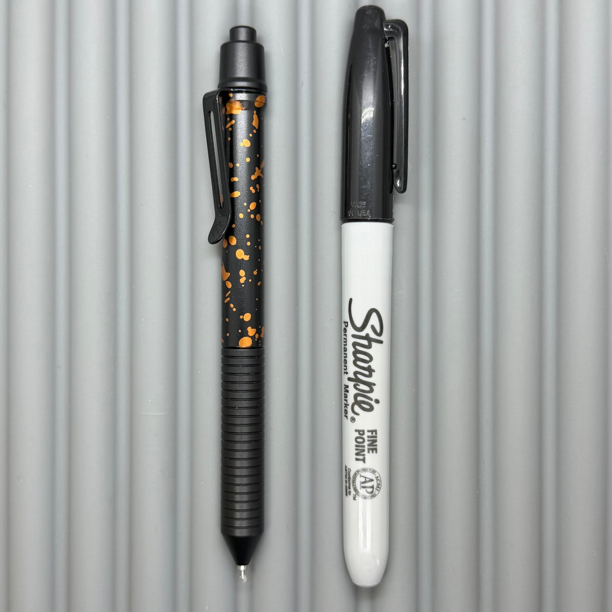 > Spoke Click Model C: Black with Orange Lava Splash, Aluminum / Black Aluminum Grooved Grip