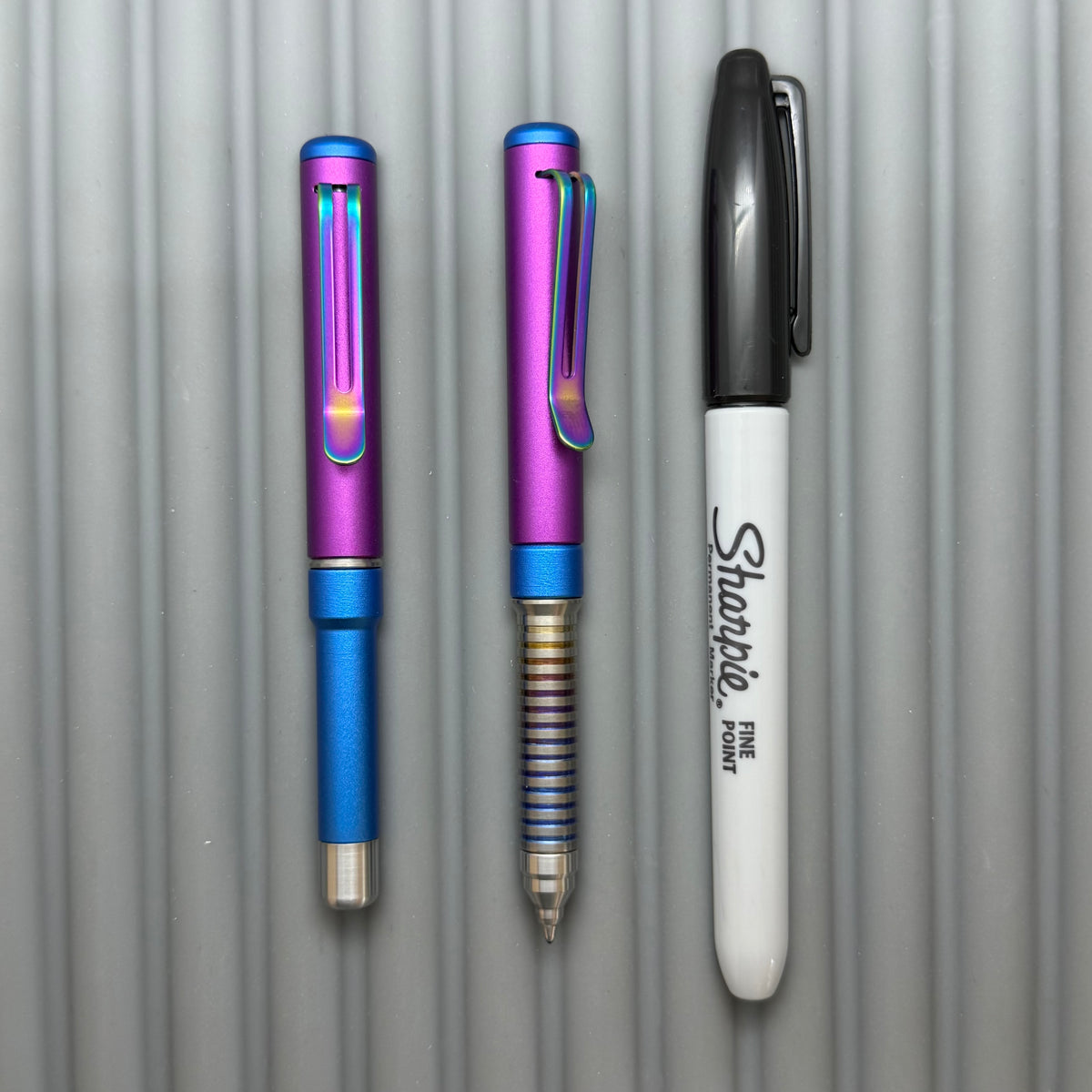 Roady / Purple & Blue Aluminum - Ti Grooved Grip - Rainbow Clip