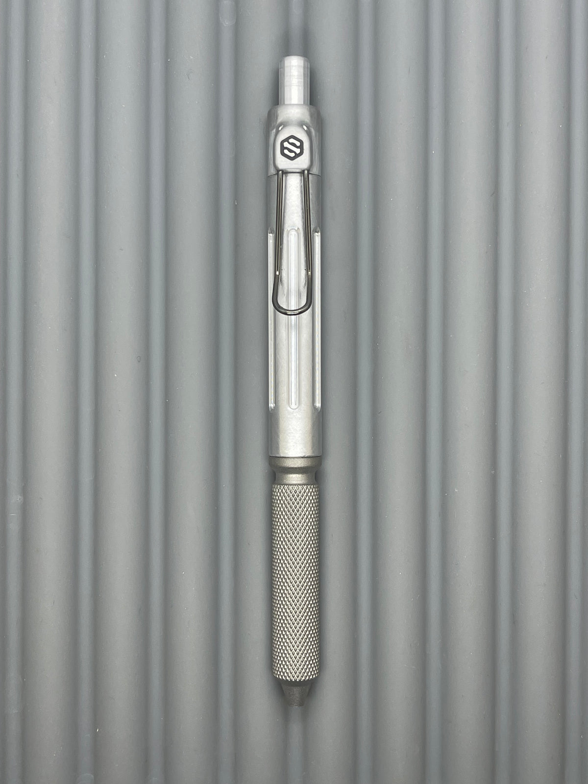 Spoke Click Prototype (Alpha): Titanium Knurl Grip, Bare Aluminum Barrel