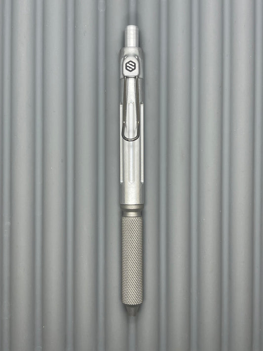 Spoke Click Prototype (Alpha): Titanium Knurl Grip, Bare Aluminum Barrel