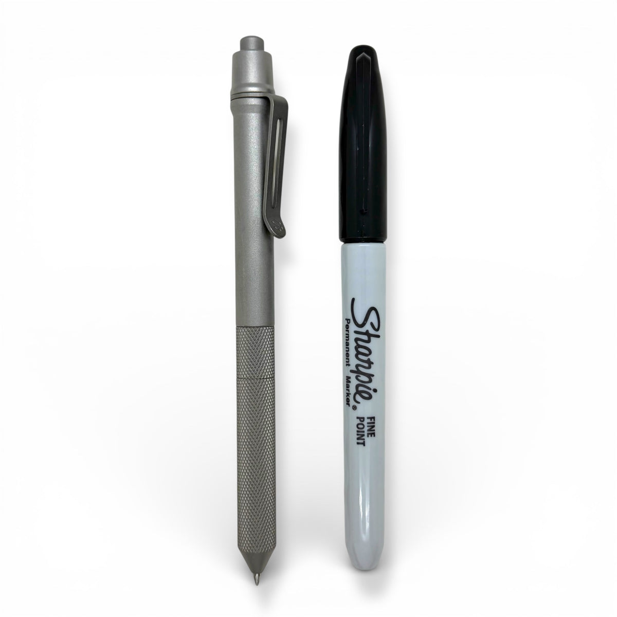 > Spoke Click Model CX-E: Matte Titanium / Knurled Grip (Uses Pentel® EnerGel refills)