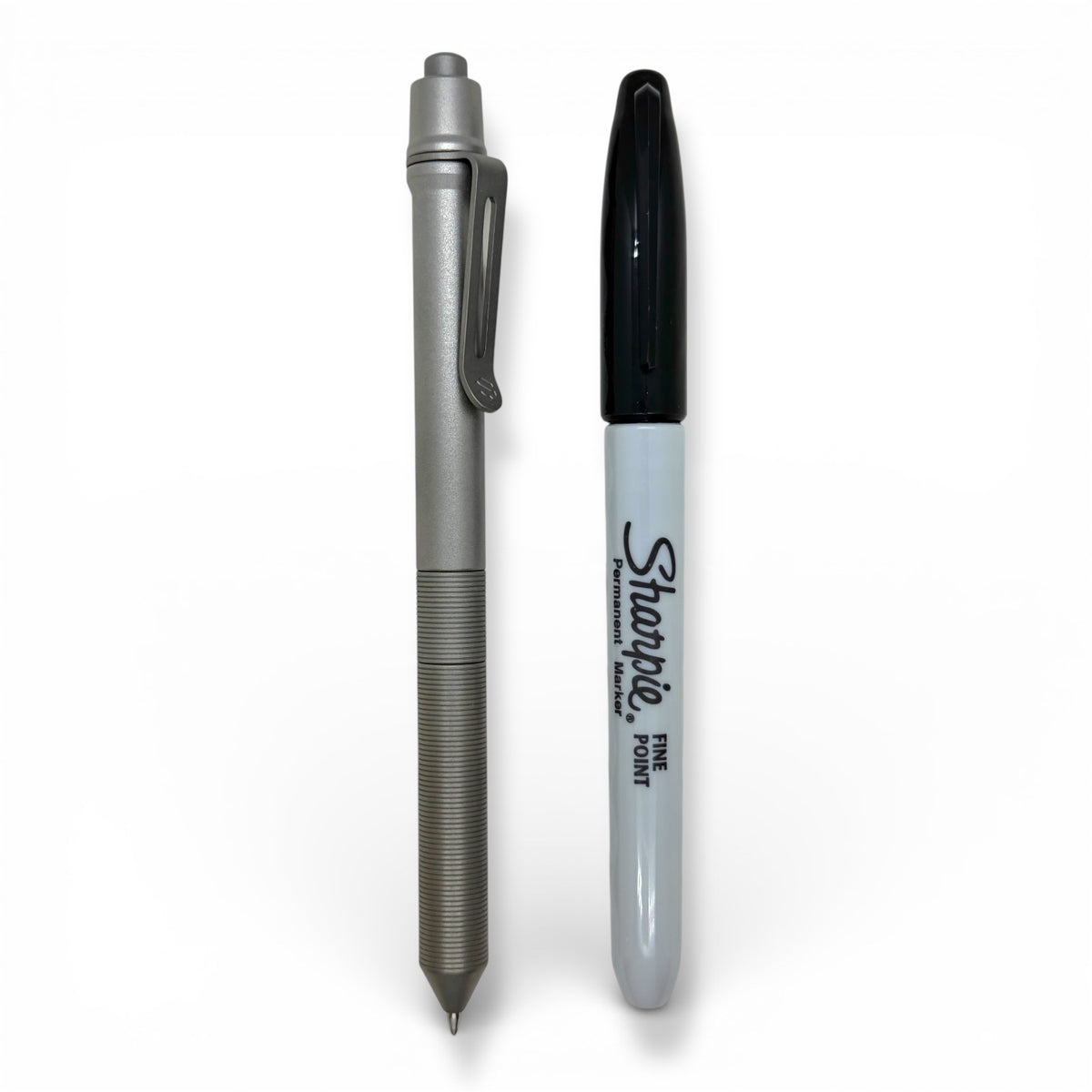 > Spoke Click Model CX-E: Matte Titanium / Milli-Groove Grip (Uses Pentel® EnerGel refills)