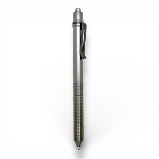 > Spoke Click Model CX-E: Matte Titanium / Milli-Groove Grip (Uses Pentel® EnerGel refills)