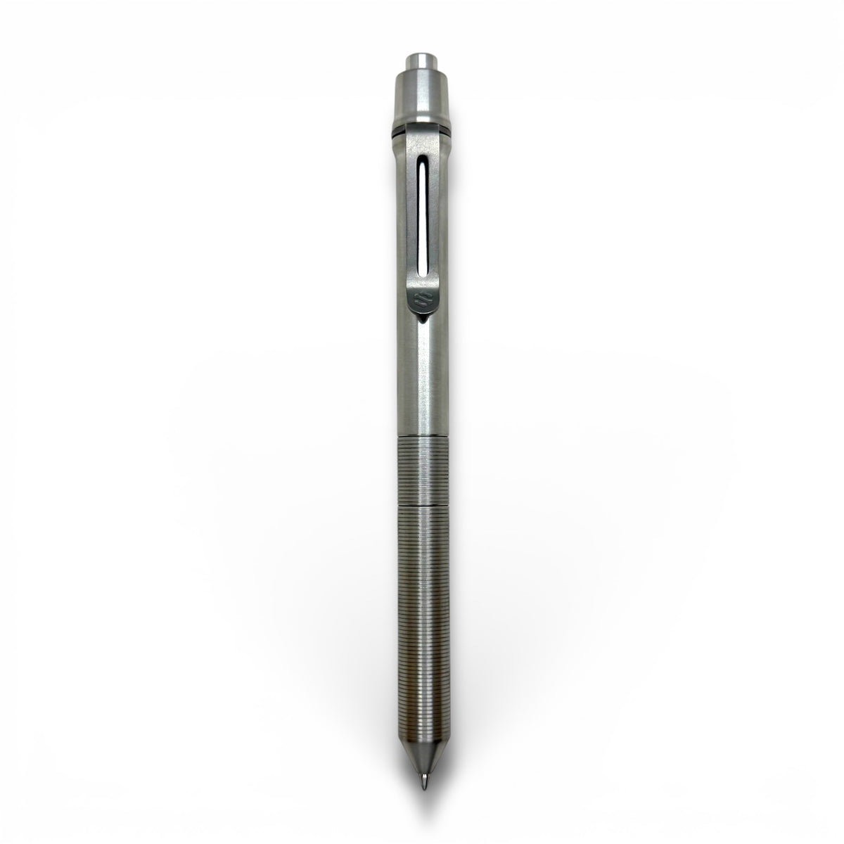 > Spoke Click Model CX-E: Shiny Titanium / Milli-Groove Grip (Uses Pentel® EnerGel refills)