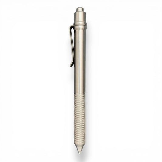 > Spoke Click Model C: Shiny Titanium / Flat Knurl Grip