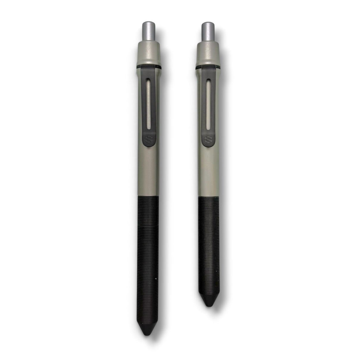 > Spoke Click Model CX-E: Matte Titanium / Black Ti Grooved Grip & Clip (Pentel® EnerGel refill)