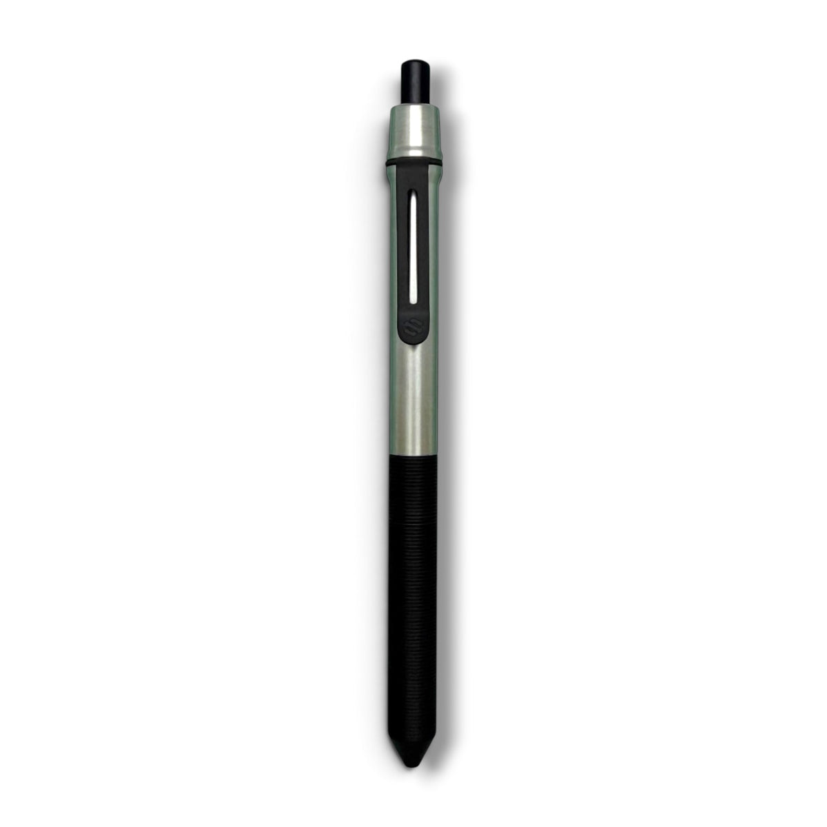 > Spoke Click Model CX-E: Satin Titanium / Black Ti Knurled Grip & Clip (Pentel® EnerGel refill) (Copy) (Copy)