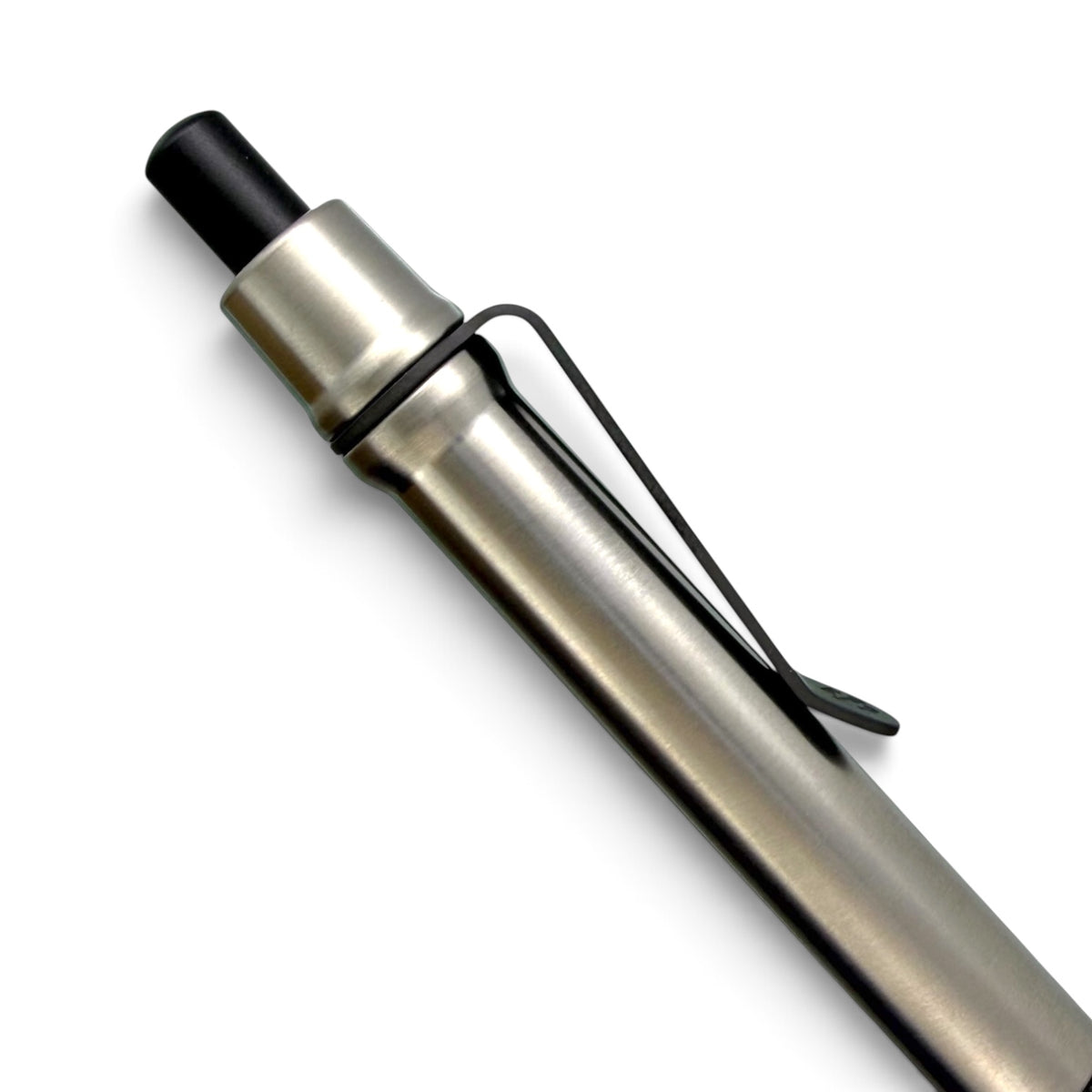 > Spoke Click Model CX-E: Satin Titanium / Black Ti Knurled Grip & Clip (Pentel® EnerGel refill) (Copy) (Copy)