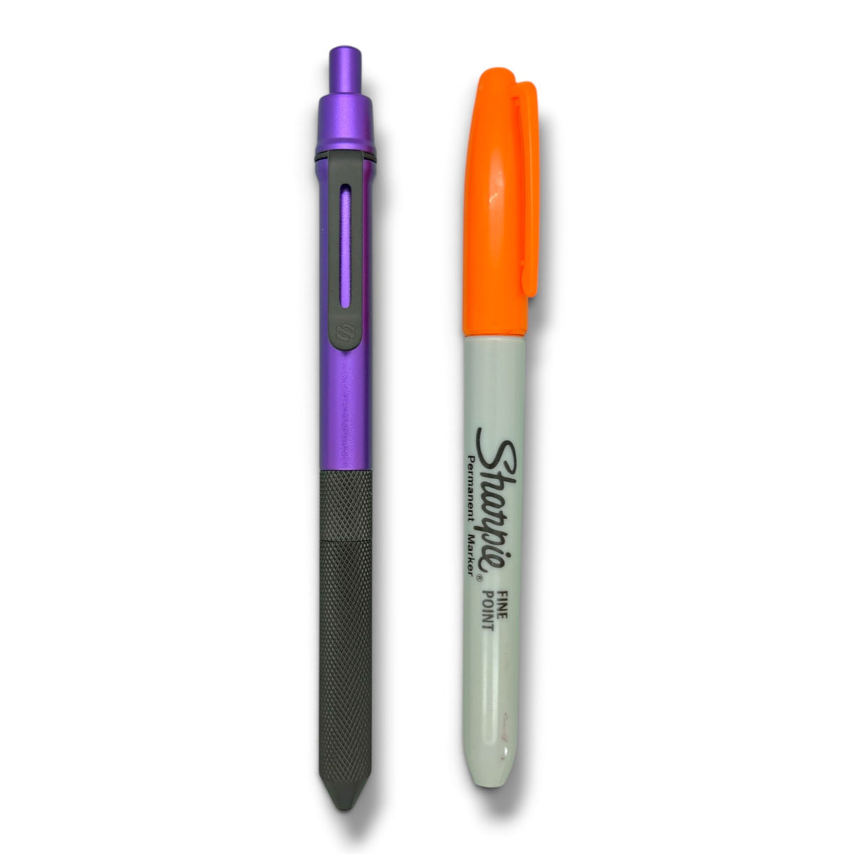 > Spoke Click Model CX-E: Black Knurled Titanium Grip and Clip / Purple Aluminum Barrel (Uses Pentel® EnerGel refills)
