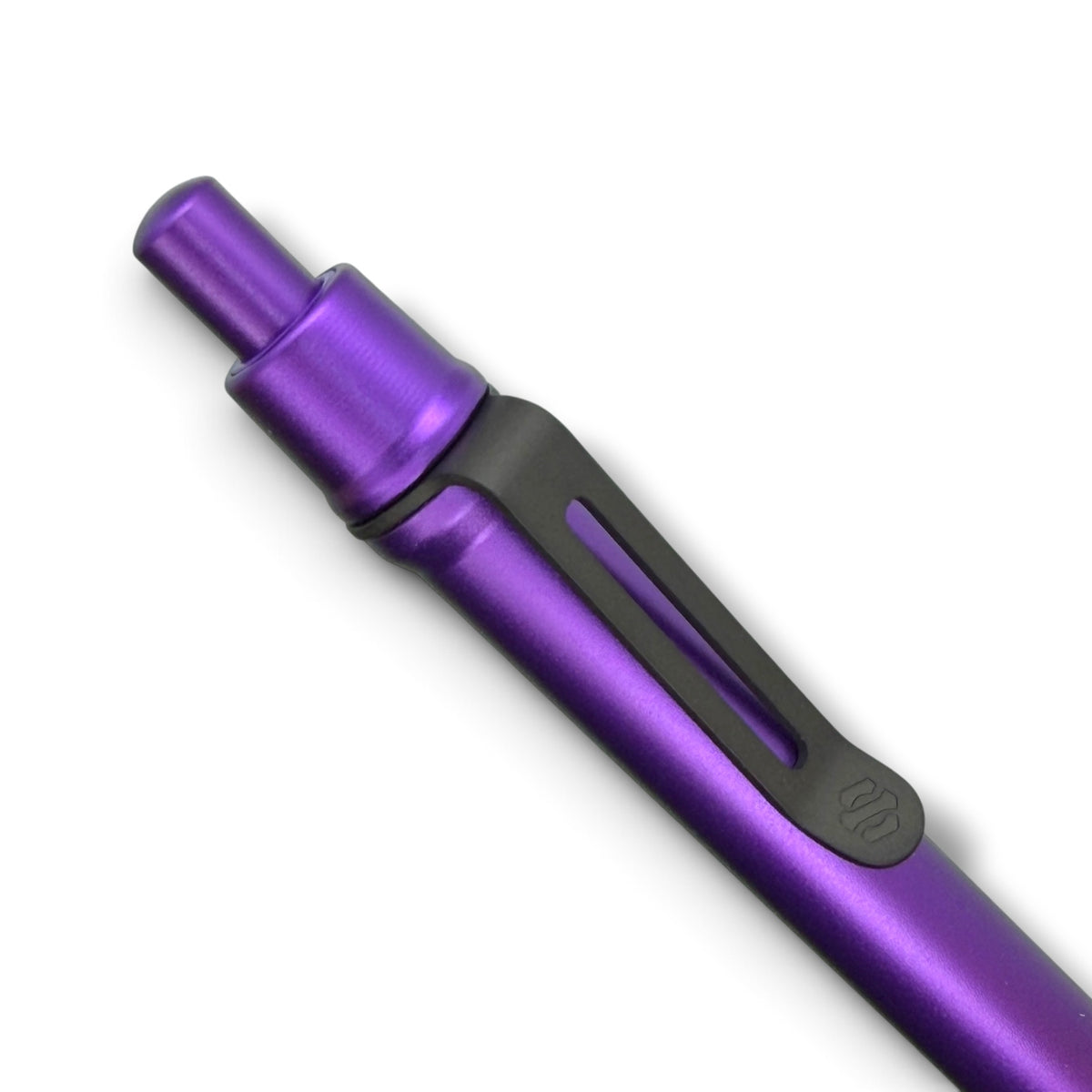 > Spoke Click Model CX-E: Black Knurled Titanium Grip and Clip / Purple Aluminum Barrel (Uses Pentel® EnerGel refills)